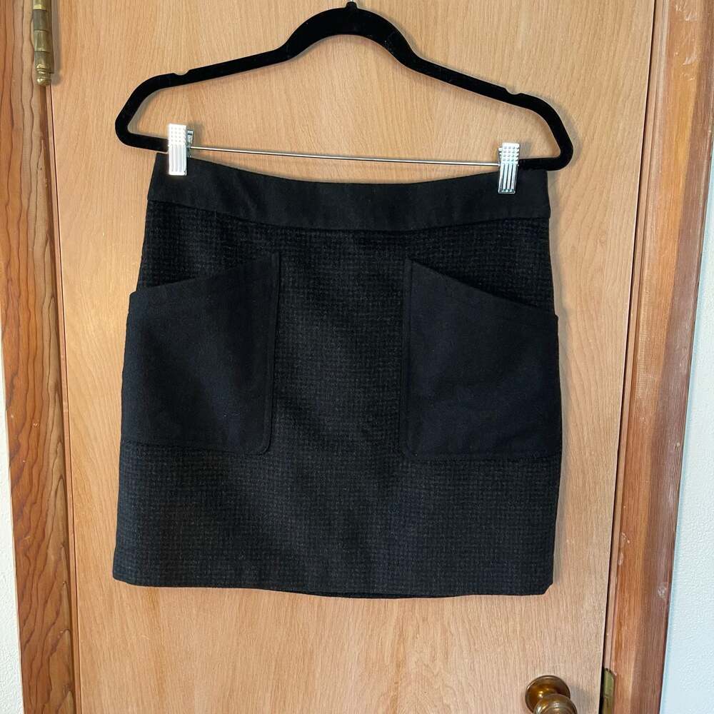 J.Crew Black Wool Blend Mini Skirt Pockets